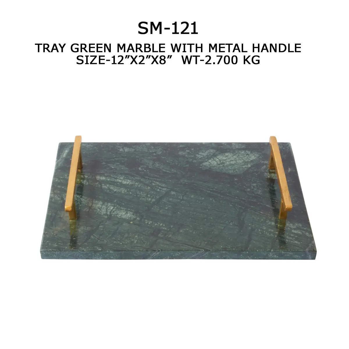 SERVING TRAY WITH METAL HANDLE GREEN
MARBLE